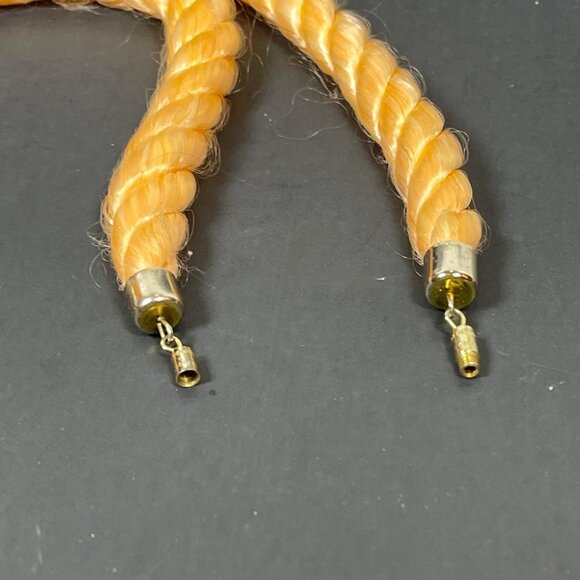 VTG Orange Purple Metal Enamel Tiger Lily Flower Pendant Twisted Cord Necklace - Picture 7 of 10